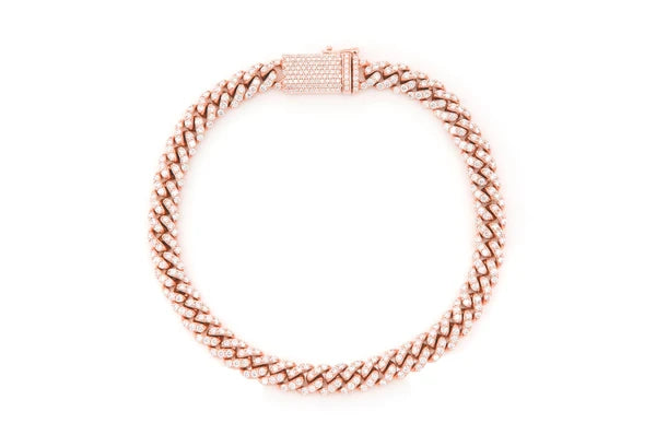 Pulsera de diamantes cubanos de 1,50 quilates de Miami, oro macizo de 4 mm y 14 quilates