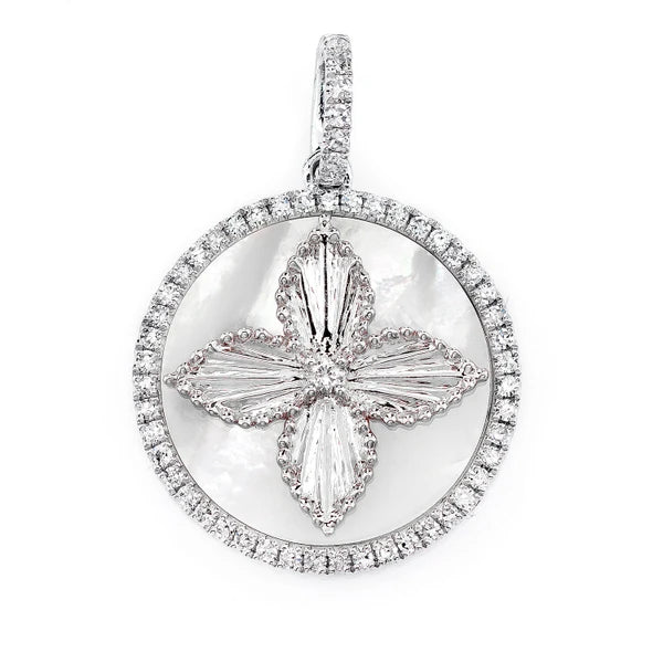 Erkals Jewellers 4 Petal Flower Disc Pendant 18K Gold 3.71ctw