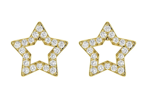 Erkals Jewellers Open 5 Point Star Stud Earrings 18K Gold 0.20ctw