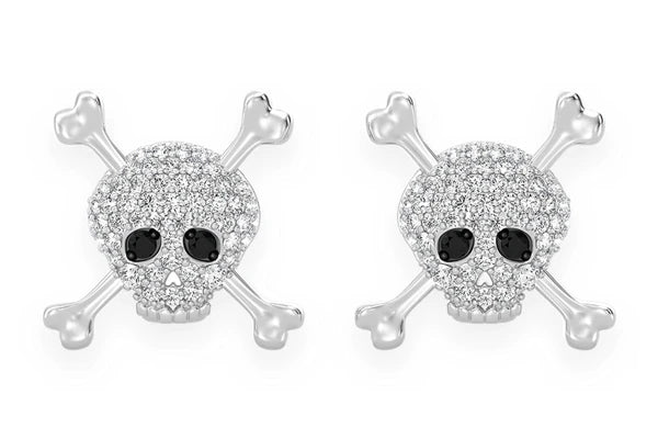 Erkals Jewellers Skull & Crossbones Stud Earrings 18K Gold 0.50ctw