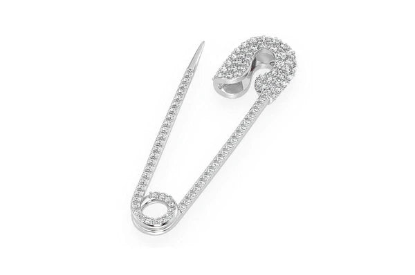 0.80ct Diamond Safety Pin Pendant 18K Solid Gold