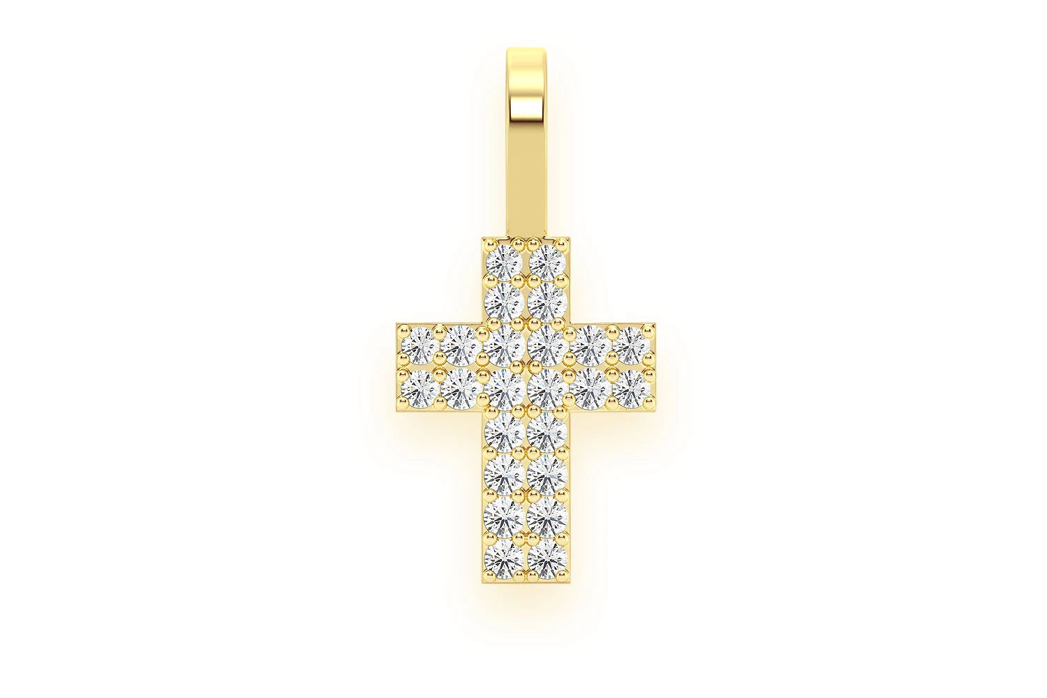Erkals Jewellers Two Row Cross Pendant 18K Gold Diamond 0.25ctw