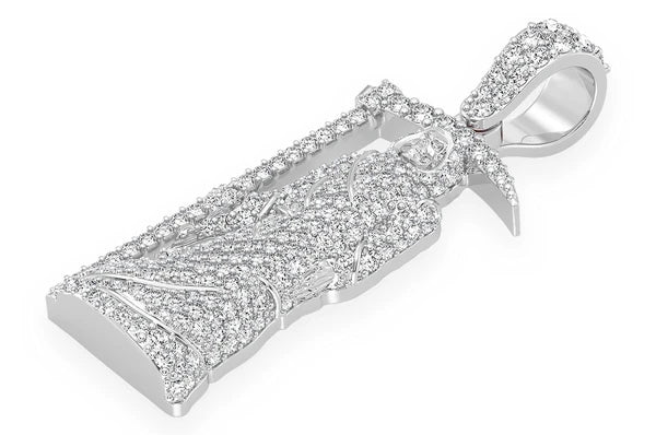 1.00ct Diamond Grim Reaper Pendant 18K Solid Gold
