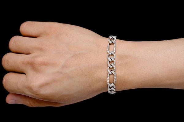 Erkals Jewellers 8mm Figaro Link Diamond Bracelet 18K Gold 6.00ctw
