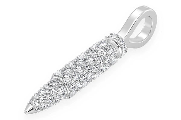 0.65ct Diamond Bullet Pendant 18K Solid Gold