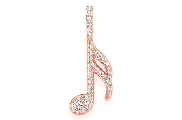 0.50ct Diamond Semiquaver Musical Note Pendant 18K Solid Gold