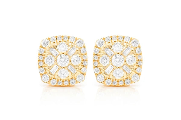 Erkals Jewellers Baguette Flower Stud Earrings 18K Gold 1.00ctw