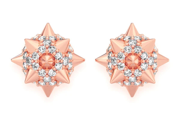 Erkals Jewellers Spike Ball Stud Earrings 18K Gold 0.40ctw