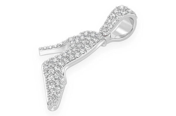 Pendentif diamant à talon haut 0,66 ct en or massif 14 carats