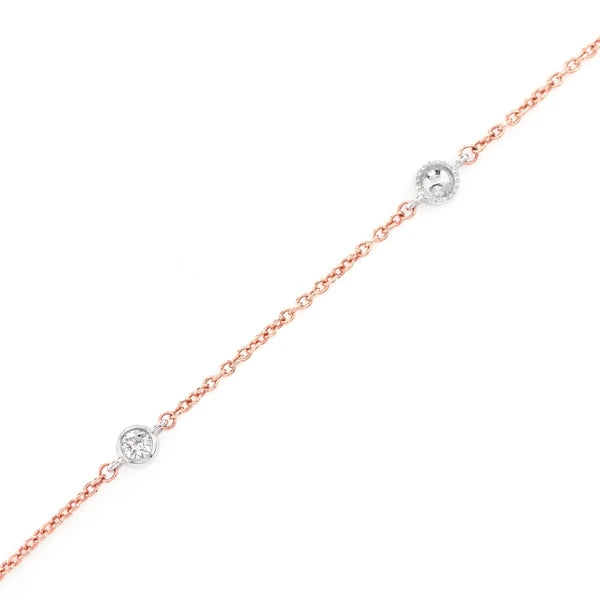 Erkals Jewellers Bead Bezel Diamond Station Bracelet 18K Gold 0.10ctw