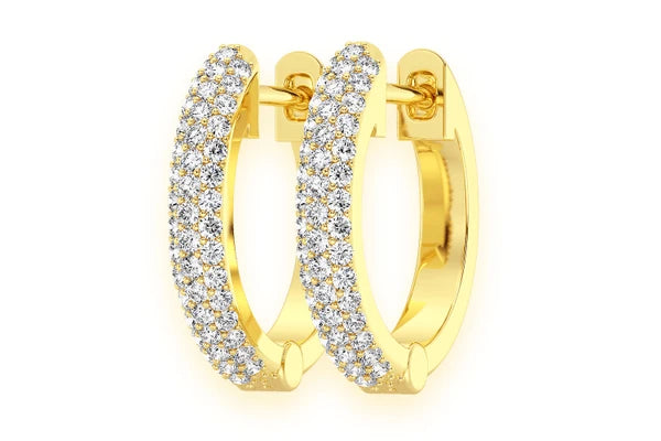 Erkals Jewellers Small Three Row Huggie Hoop Earrings 18K Gold 0.20ctw