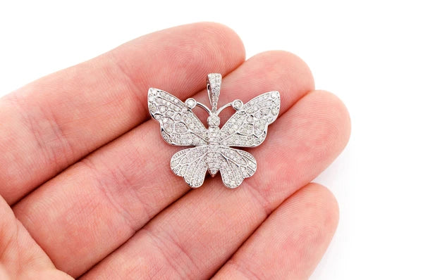 Pendentif diamant papillon 1,00 ct en or massif 14 carats