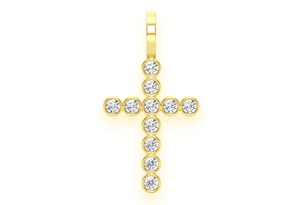 Erkals Jewellers Bezel Cross Pendant 18K Gold Diamond 0.35ctw