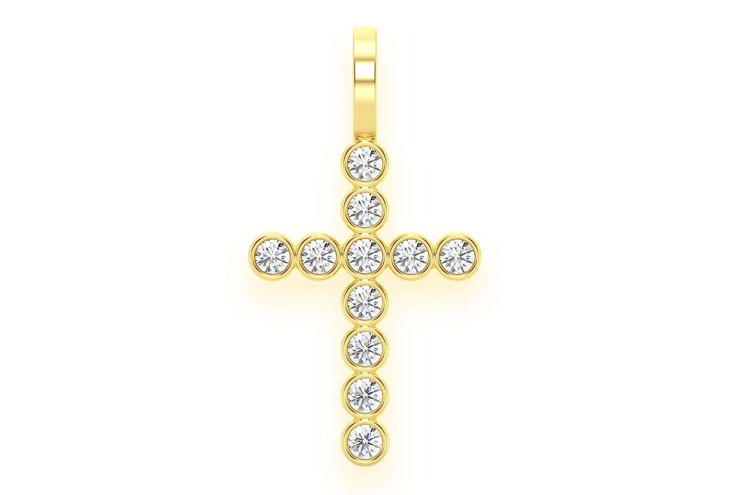 Erkals Jewellers Bezel Cross Pendant 18K Gold Diamond 0.35ctw