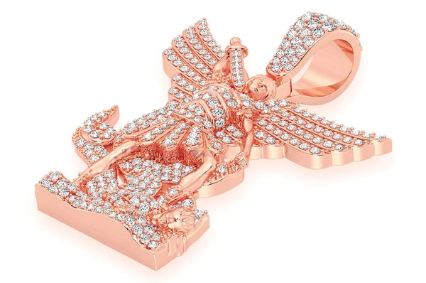 Pendentif diamant Archange Saint Michel 1,50 ct en or massif 14 carats