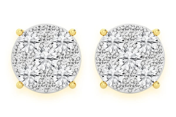 Erkals Jewellers Mosaic Stud Earrings 18K Gold 3.00ctw