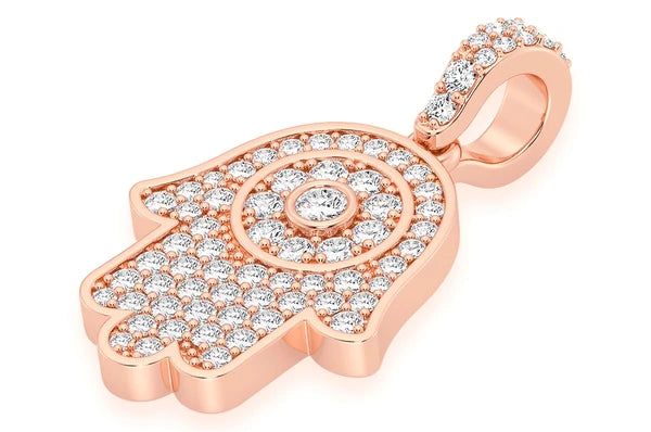 Pendentif diamant Hamsa 0,45 ct en or massif 14 carats