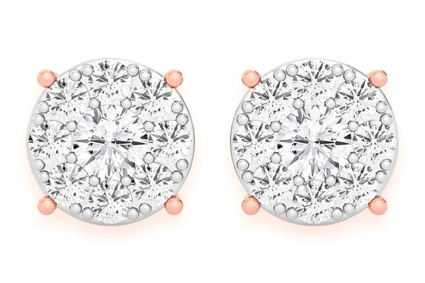 Erkals Jewellers Mosaic Stud Earrings 18K Gold 1.50ctw