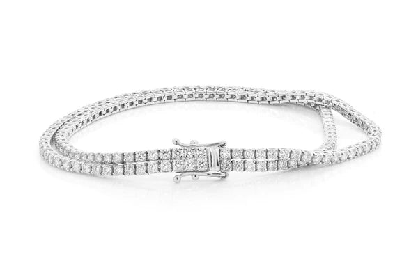 Pulsera de tenis de diamantes de 4,75 quilates con juego de puntas de dos hileras de 3 puntos, oro macizo de 14 quilates