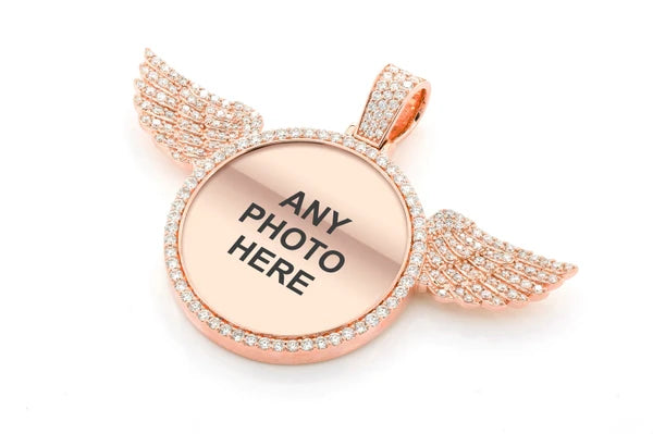Erkals Jewellers Round Picture Pendant With Wings 18K Gold Diamond 3.00ctw