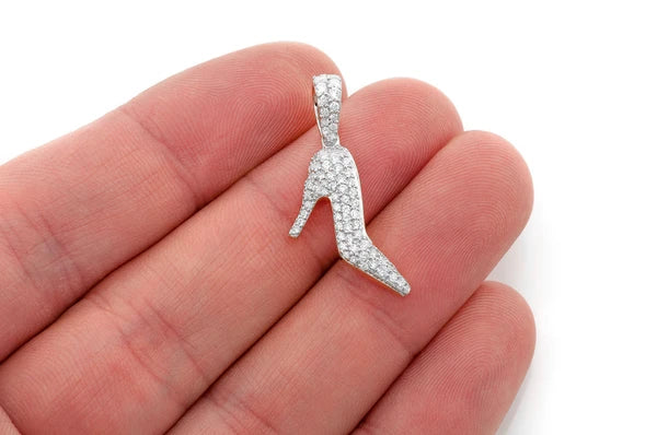 Pendentif diamant à talon haut 0,66 ct en or massif 14 carats