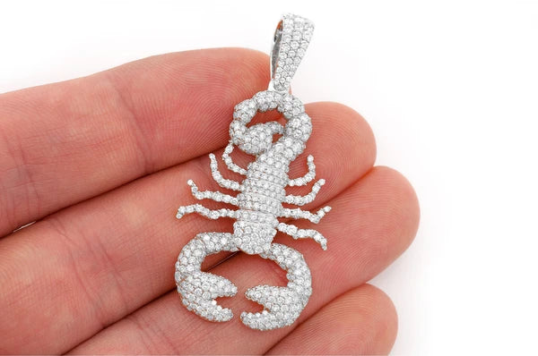 3.40ct Diamond Scorpion Pendant 18K Solid Gold