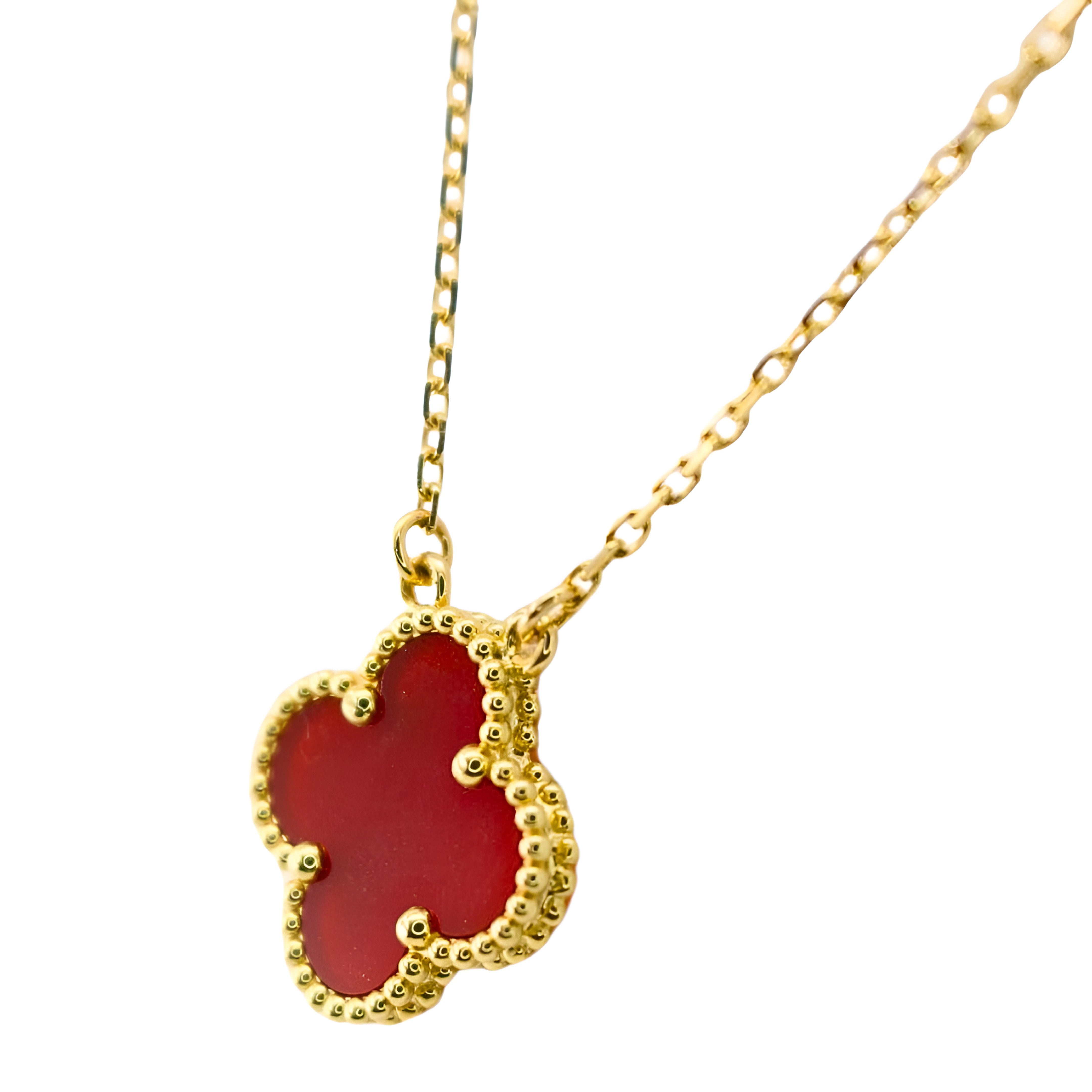 Van Cleef & Arpels Vintage Alhambra Pendentif Cornaline Or Jaune 18 Carats
