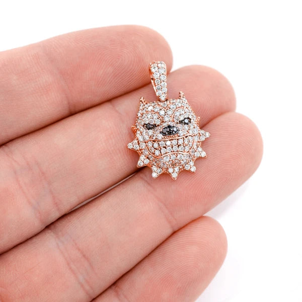 Erkals Jewellers Pitbull Spiked Collar Pendant 18K Gold Diamond 1.25ctw