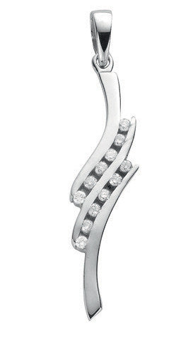 9ct White Gold 0.15ct Diamond Drop Pendant