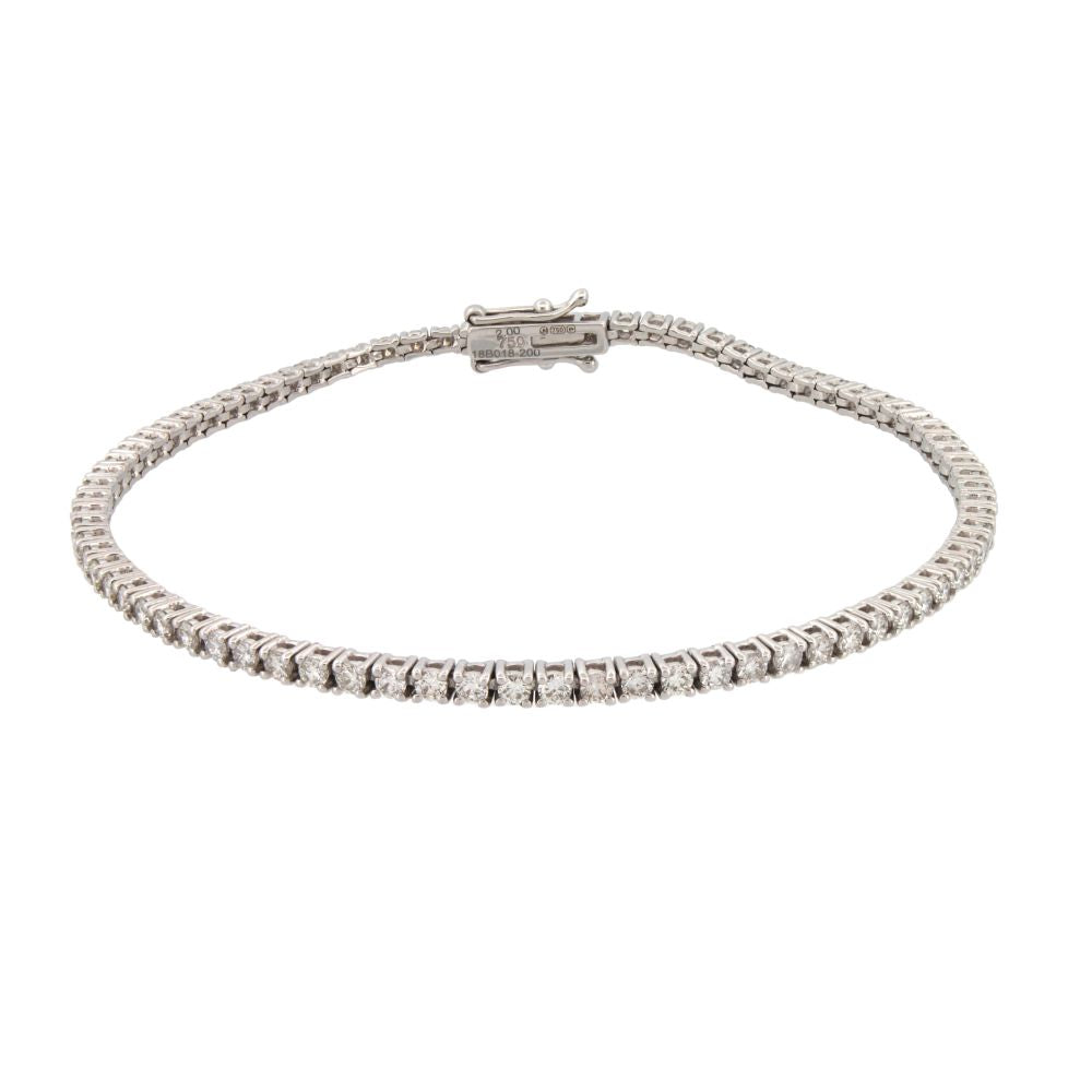 9ct White Gold 2.00ct Claw Set Natural Diamond Line Bracelet