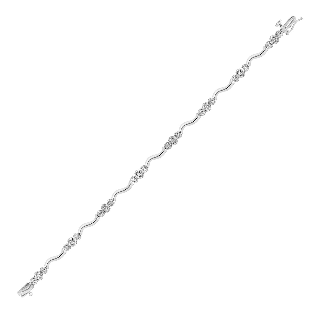 9ct White Gold Natural Diamond Bracelet