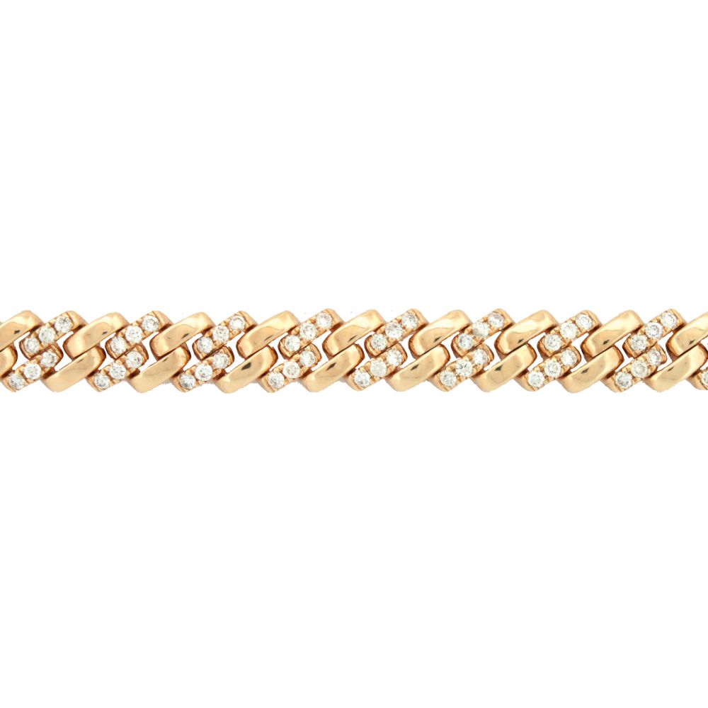9ct Yellow Cuban Link 1.43ct Diamond Set Bracelet