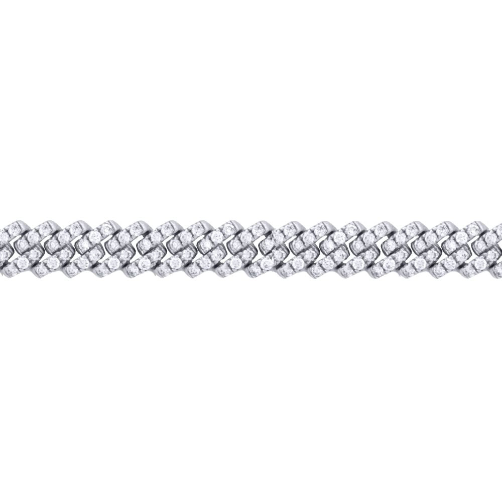 9ct White Cuban Link 2.88ct Diamond Set Bracelet