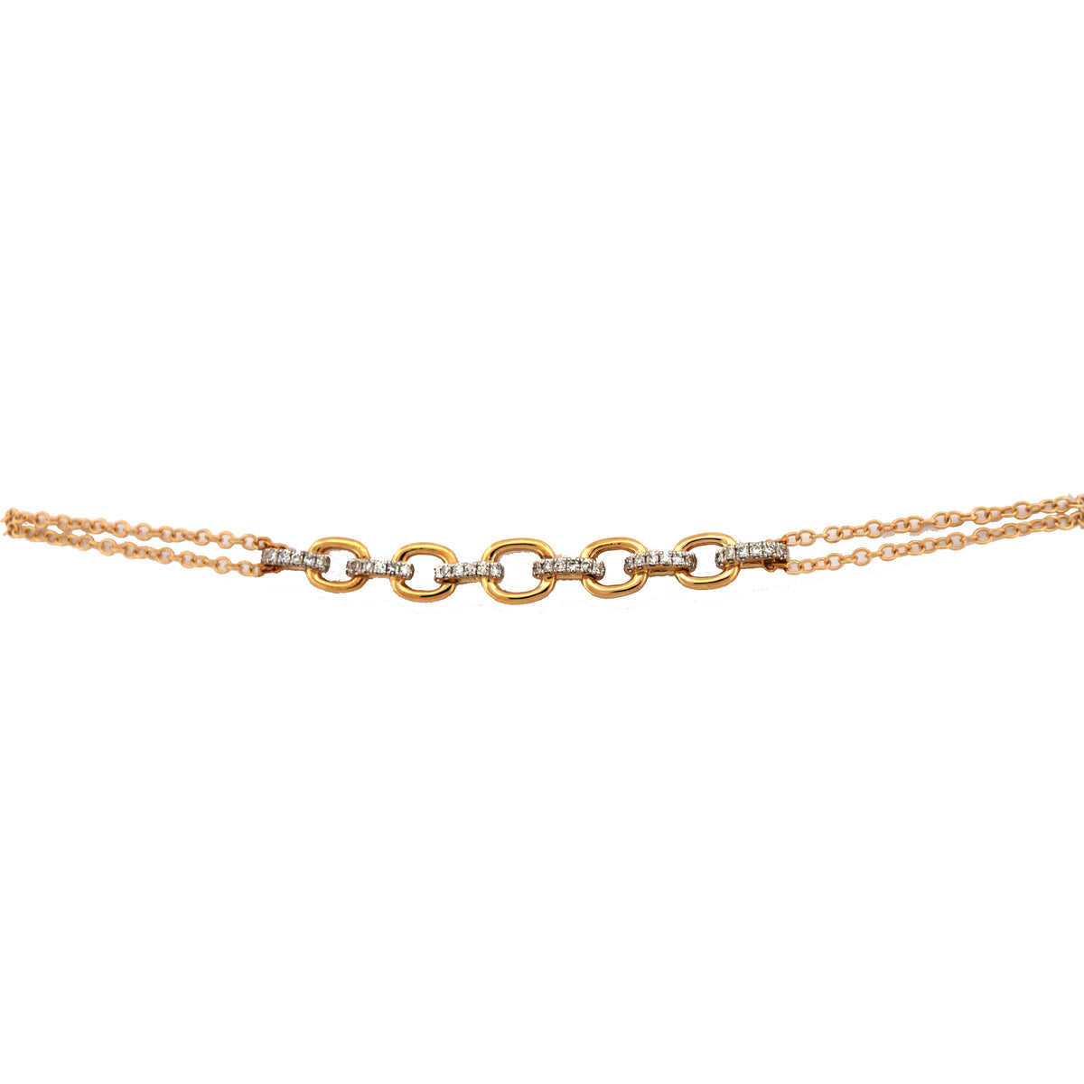 9ct Yellow 0.10ct Diamond Links Bracelet