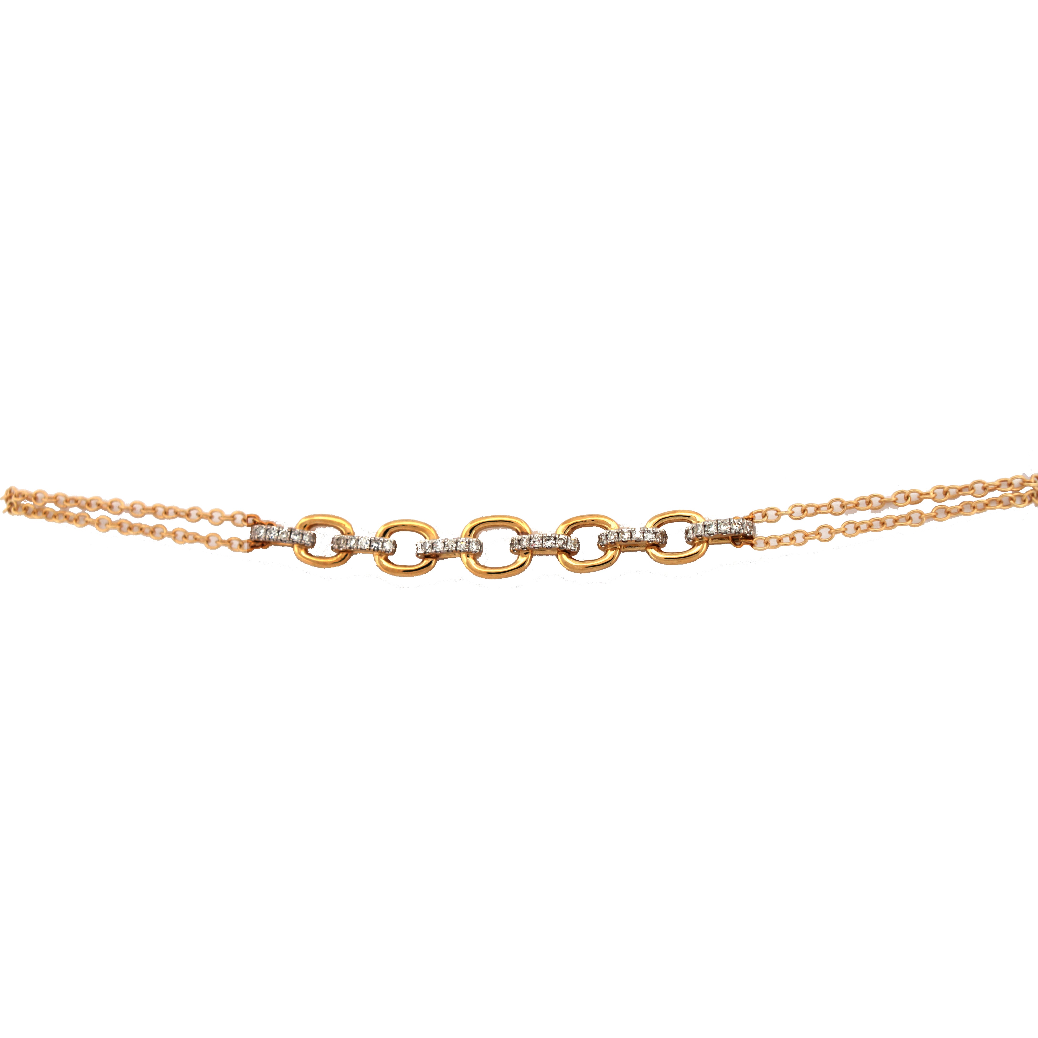 9ct Yellow 0.10ct Diamond Links Bracelet