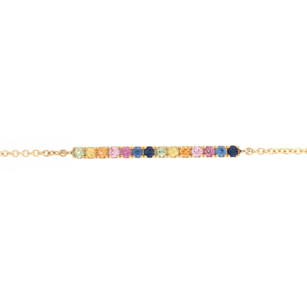 9ct Yellow 0.33ct Rainbow Saph Bar Bracelet