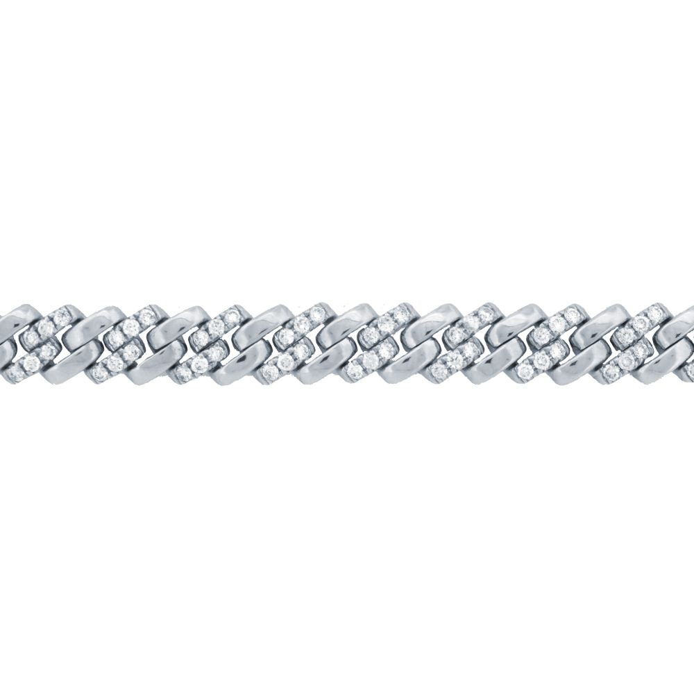 9ct White Cuban Link 1.43ct Diamond Set Bracelet