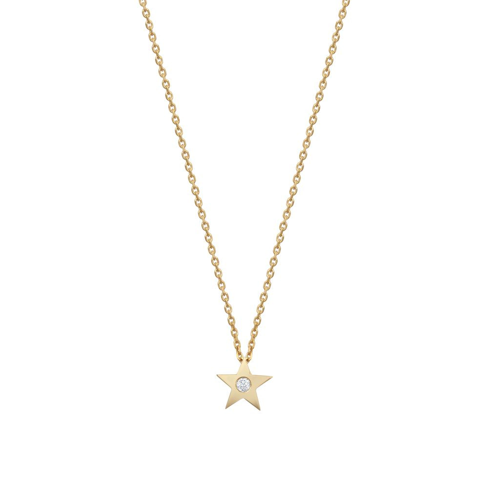 9ct Yellow 0.04ct Natural Diamond Pendant with 16" Chain