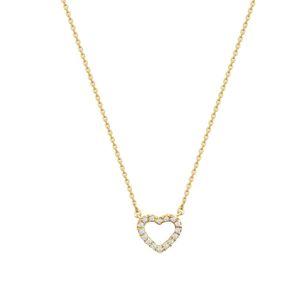 9ct Yellow 0.10ct Natural Diamond Heart Pendant with 16" Chain