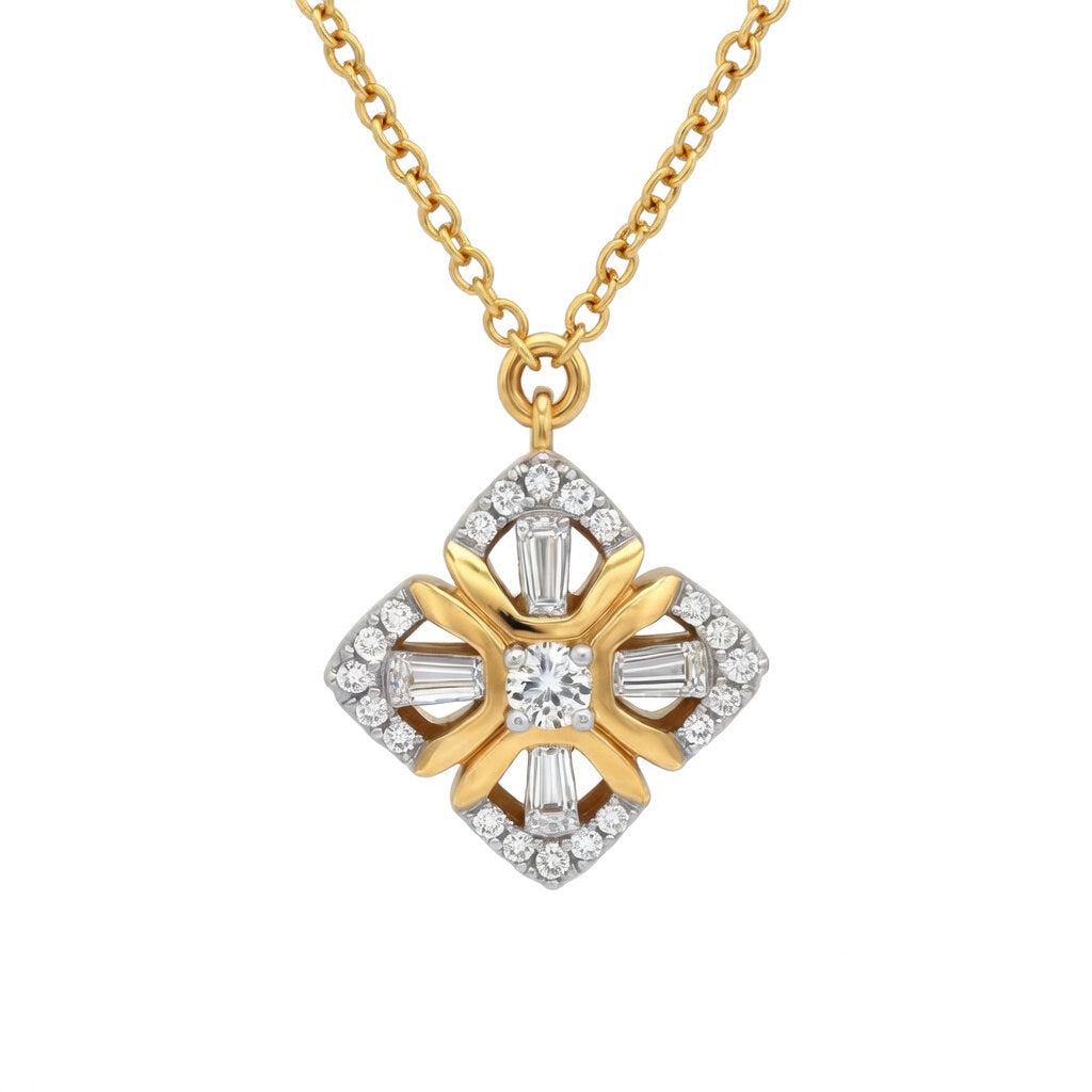9ct Yellow Gold 0.12ct Diamond Pendant - 16+2" Chain