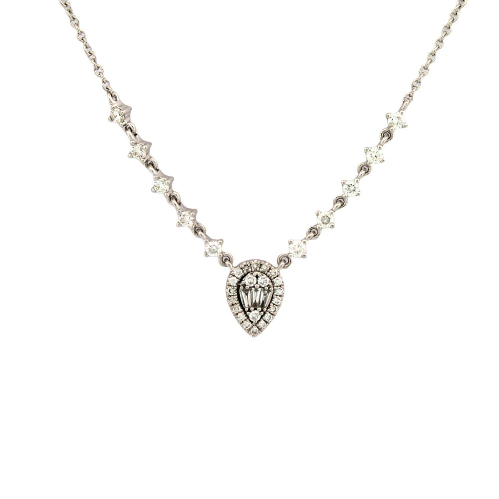 9ct White Gold 0.39ct Diamond Pendant - 16+2" Chain