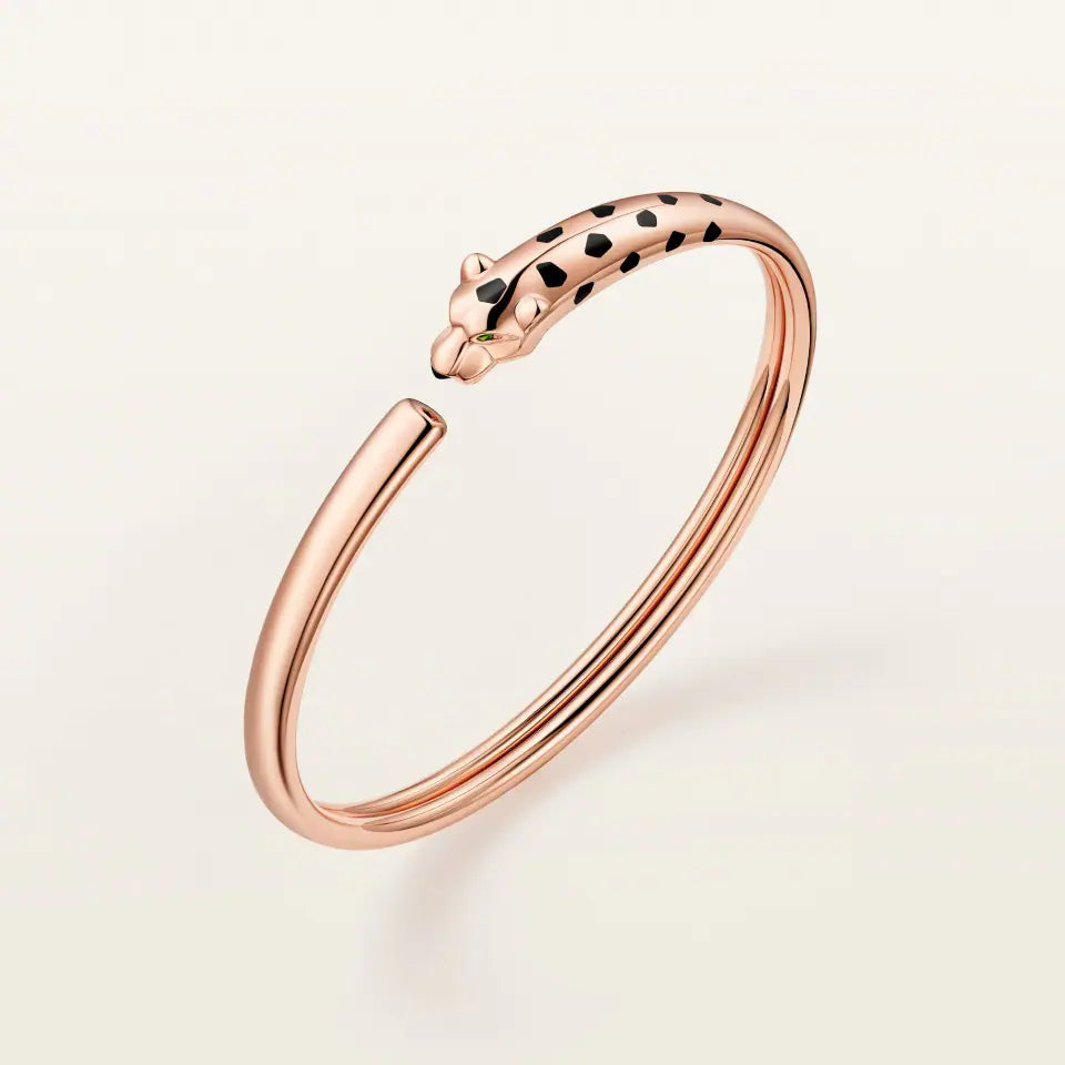 Cartier Panthère de Cartier Bracelet Small Model Onyx Black Lacquer Tsavorite Garnets 18K Rose Gold