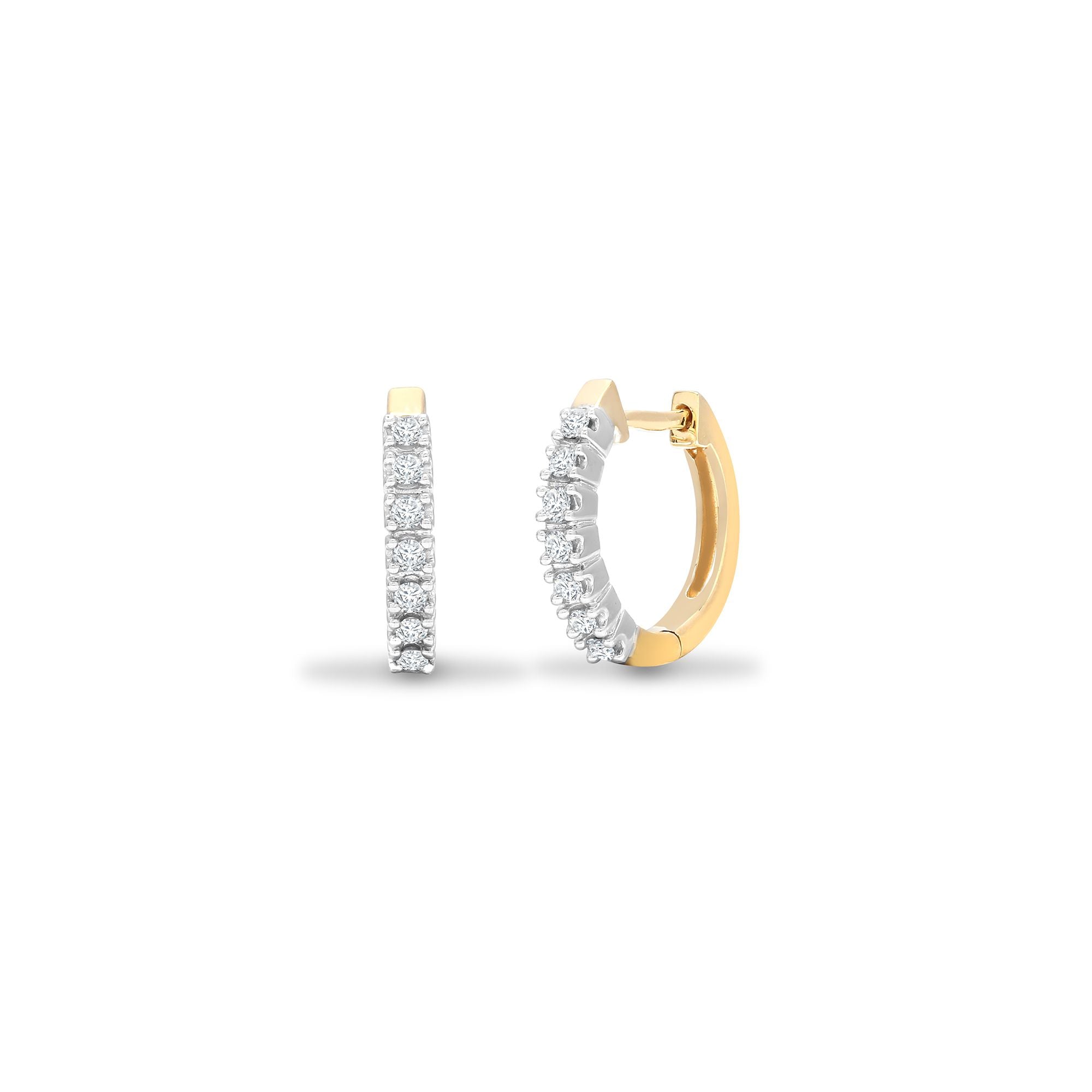 9ct White And Yellow Gold Natural Diamond Earrings
