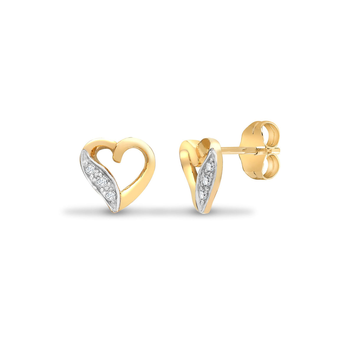 9ct Yellow Gold Natural Diamond Stud Earrings