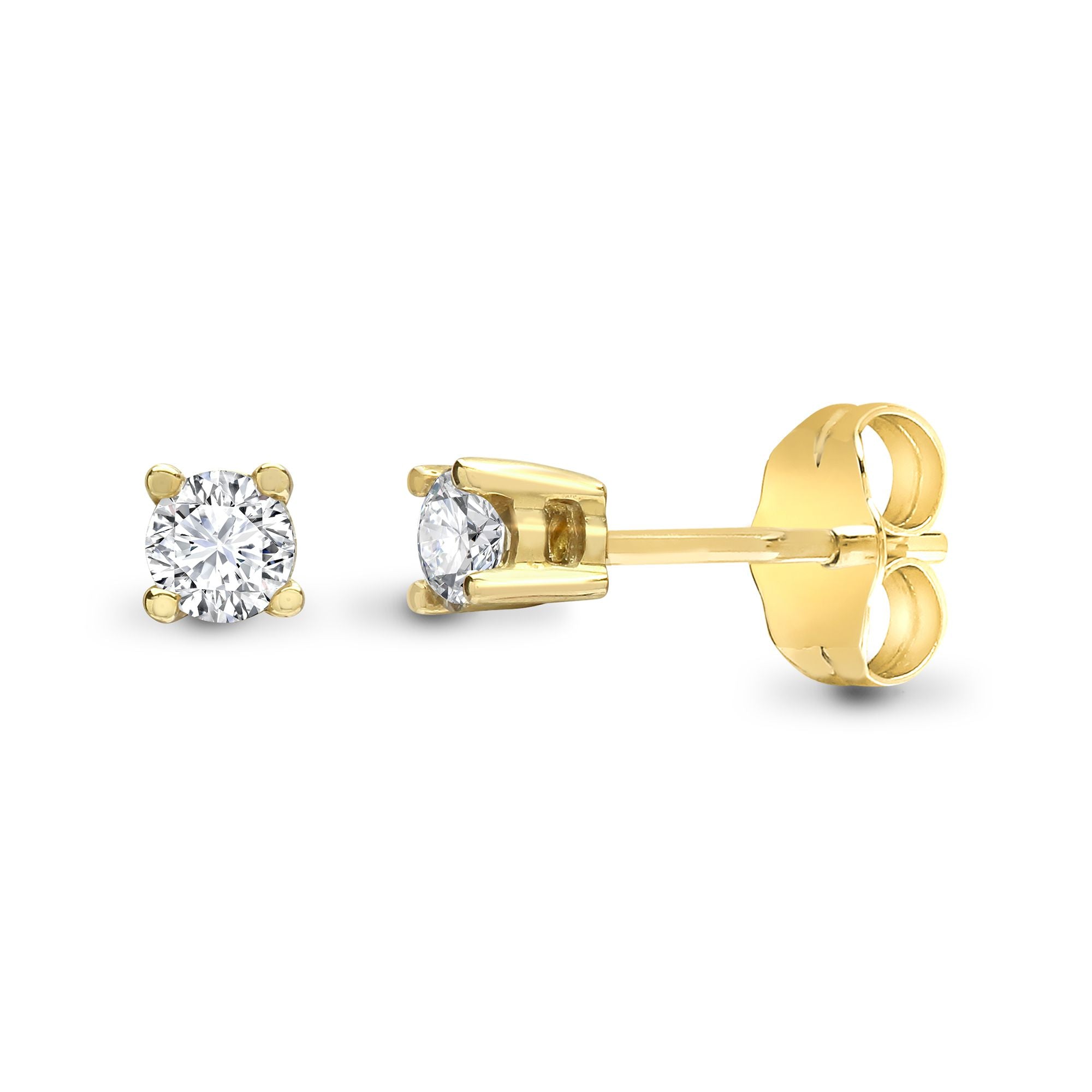 9ct Yellow 20pts Natural Diamond Stud Earrings