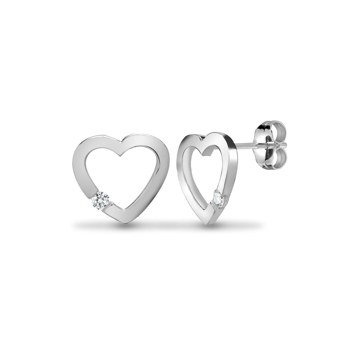 9ct 6pts Natural Diamond Heart Stud Earrings