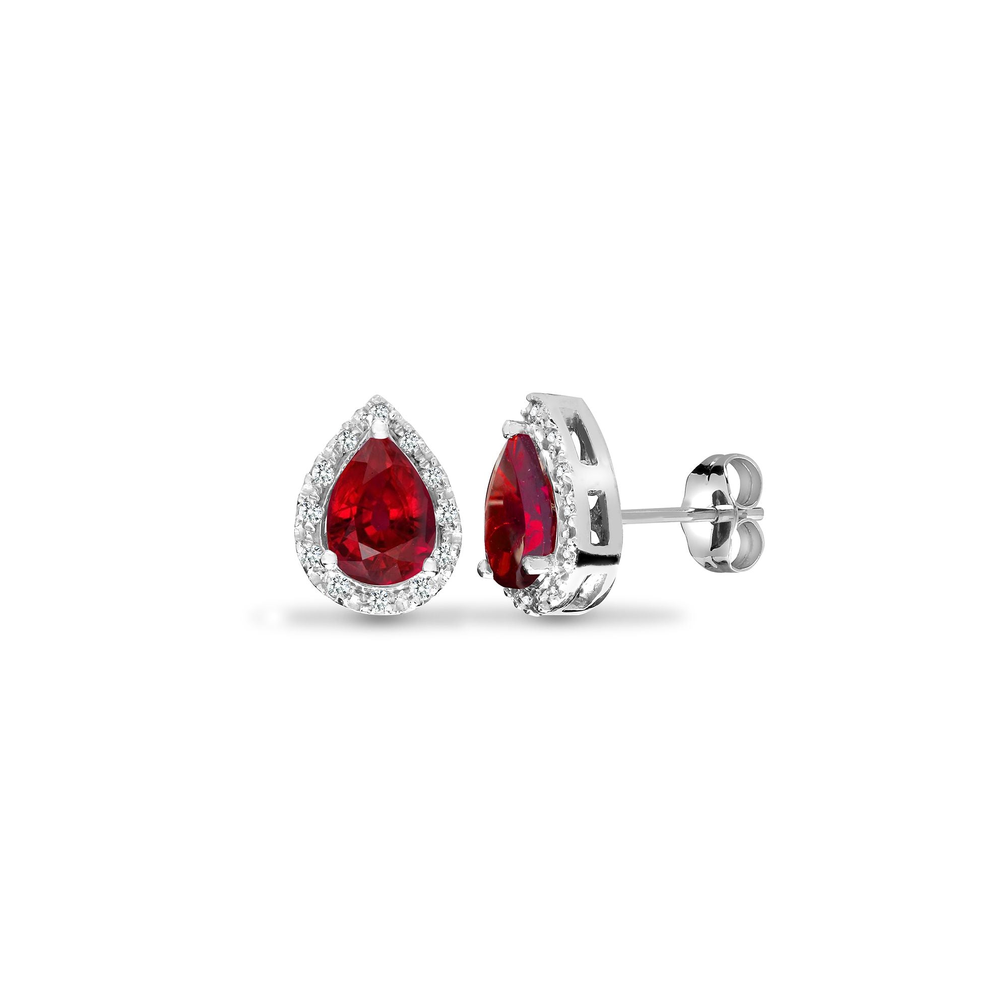 9ct White Dia-0.06ct Garnet- Pear Drop Ring