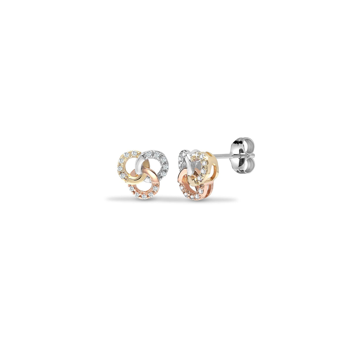 9ct 3 Colour 9pts Natural Diamond Stud Earrings