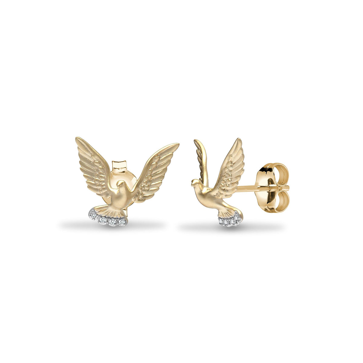 9ct Yellow 3pts Natural Diamond American Eagle Earrings