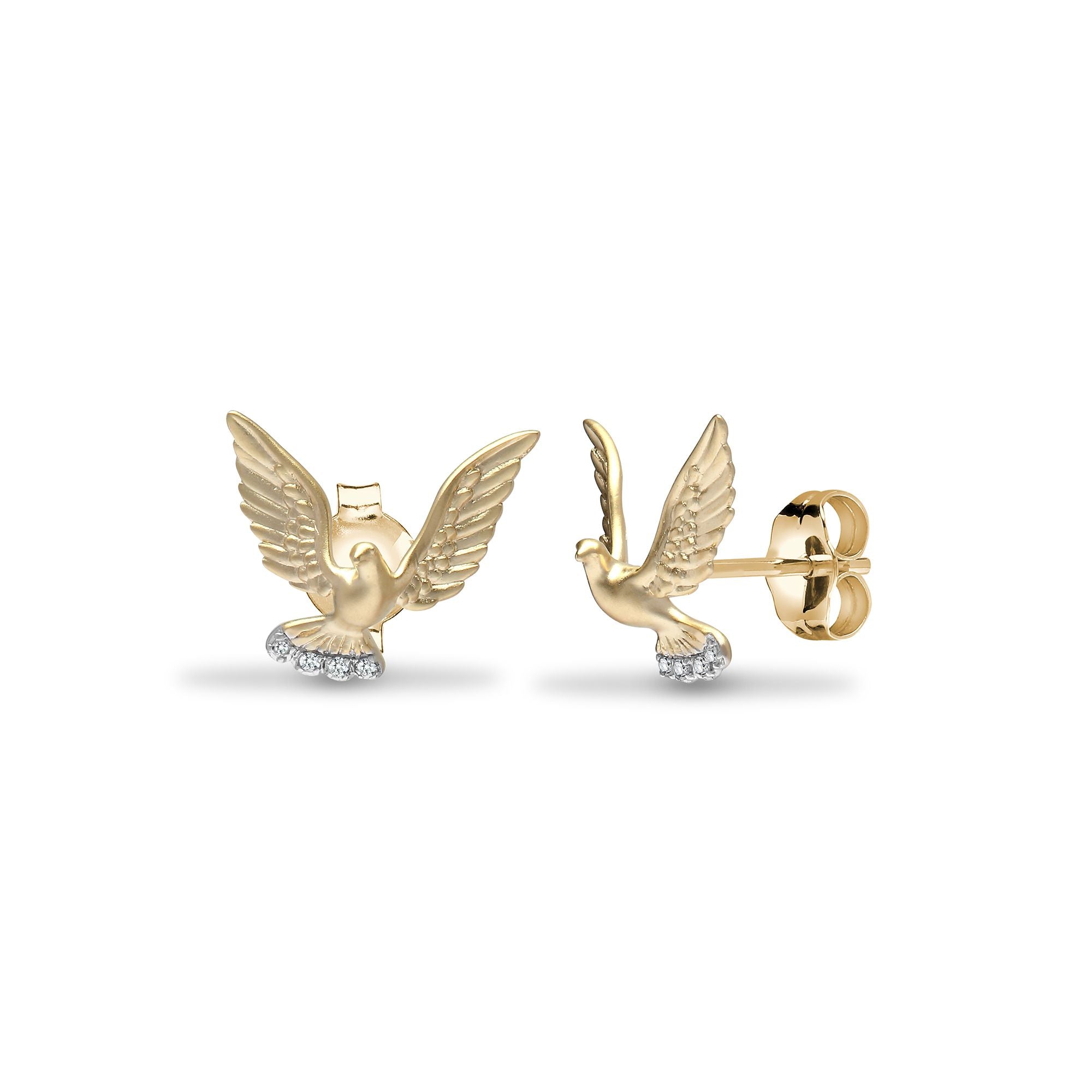 9ct Yellow 3pts Natural Diamond American Eagle Earrings